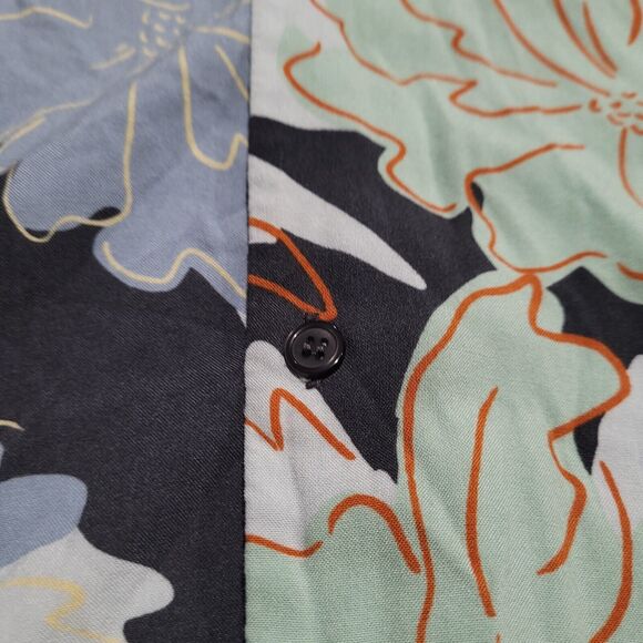 Topman Spliced Floral Hibiscus Viscose Green & BLUE Tropical Hawaiian Shirt NWOT - Picture 8 of 10